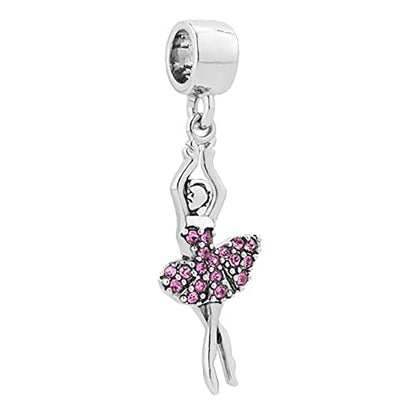 Birthstones Ballet Dancer Dangle Charm fits Pandora Charms Bracelets Gift for Daughter Granddaughter Women Sister Birthday - style: Oct Birthstones