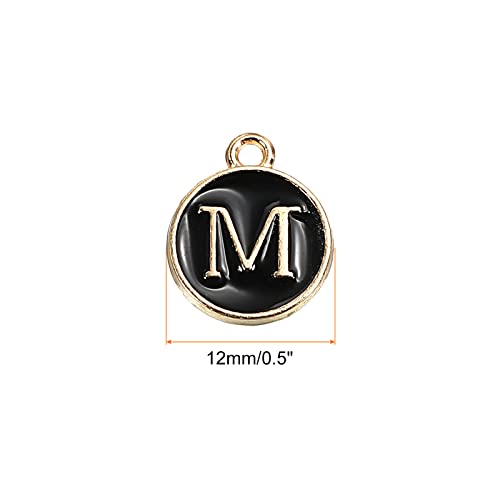 MECCANIXITY Alphabet Letter Charm Double Sided Alphabet Pendant, for Earring Jewelry Making - style: M