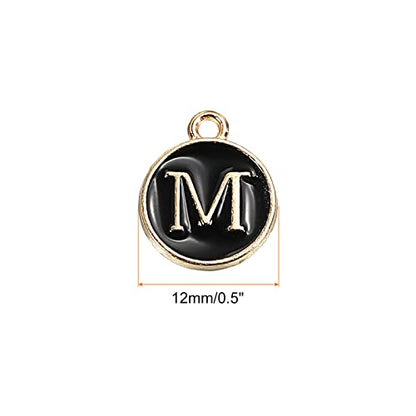 MECCANIXITY Alphabet Letter Charm Double Sided Alphabet Pendant, for Earring Jewelry Making - style: M