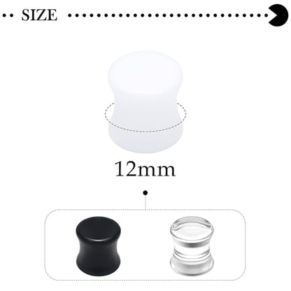 6G-30mm Solid Acrylic Gauges for Ear Double Flared Saddle Plug Tunnels Earrings Clear Black White Ear Plugs Tunnels for Women Men - color: 12mm = 1/2 inch