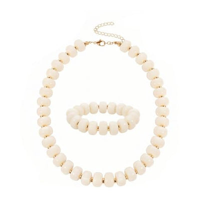 KOSMOS-LI Colorful Beaded Necklace for Women Unique Resin Beads Choker Necklaces Boho Statement Chunky Necklace Summer Vacation Jewelry - color: white