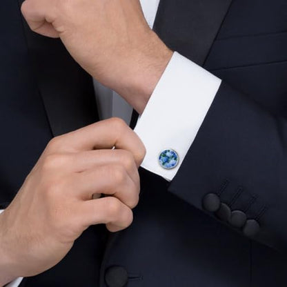 Blue Hydrangea Men's Cufflinks Tuxedo Shirt Cuff Links Jewelry | Funny Stainless Steel Cufflinks for Men for Business Wedding Accessories - size: 1.7cm