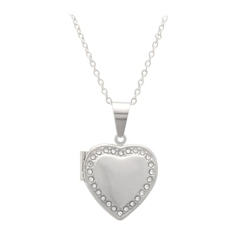 Paialco Heart Shaped Locket Pendant Necklace for Women - color: Set Diamond-White