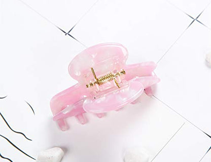 Handmade Celluloid Acetate French Design Barrettes Tortoise Shell Claws Hair Claw Luxury Fashion Accessories Hair Clip for Women (Pink) - color: Pink