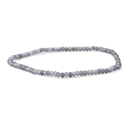 Natural Stones Mini Seed Bead Stretch Bracelet Stackable Strands (Set of 3) - color: Grey Quartz