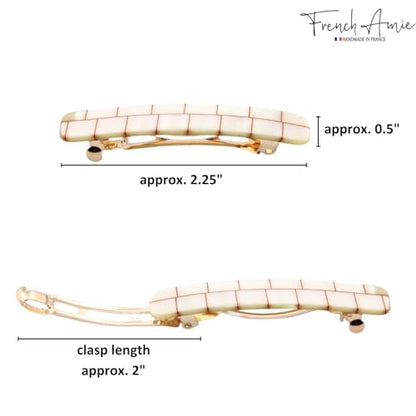 French Amie Bar Ivory Brick Small 2 1/4 Inch Hair Clip Barrette | Handmade Cellulose Acetate Durable Grip For Women Girls Teens Everyday Style - color: Ivory Brick