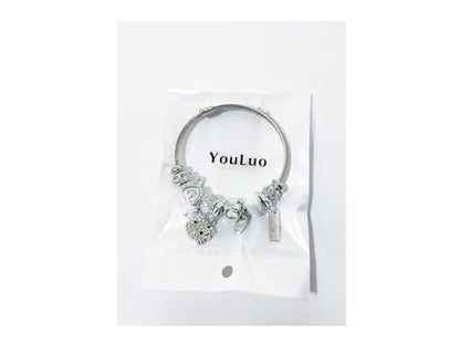 YouLuo Cute Necklace Charm Bracelet Set,Personalized Jewelry Gift for Women | Cute Charm Bracelet, Adjustable Stainless Steel Bracelet, Anime Cartoon Accessories Bracelets for Women Gift and Friendship - color: White