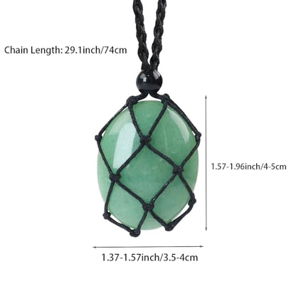 weryerker Natural Gemstone Pendant Necklace Healing Crystal Stone Pendant with Hand-Woven Rope Adjustable for Women Men - color: 1PC Green Aventurine