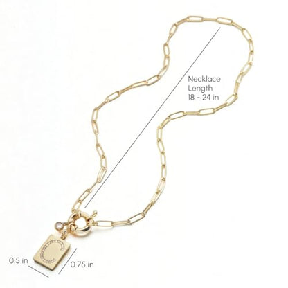 Mint & Lily Gold Initial Necklace for Women – 18K Gold Plated 24” Paperclip Chain with Sparkling Letter Pendant | 18K Gold Plated Personalized Letter Charm w/ Cubic Zirconia, Paperclip Chain, Tarnish-Resistant, Dainty Jewelry Gift for Her - style: J