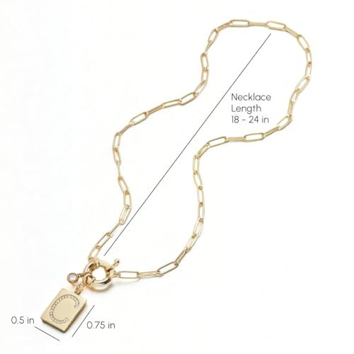 Mint & Lily Gold Initial Necklace for Women – 18K Gold Plated 24” Paperclip Chain with Sparkling Letter Pendant | 18K Gold Plated Personalized Letter Charm w/ Cubic Zirconia, Paperclip Chain, Tarnish-Resistant, Dainty Jewelry Gift for Her - style: Letter: