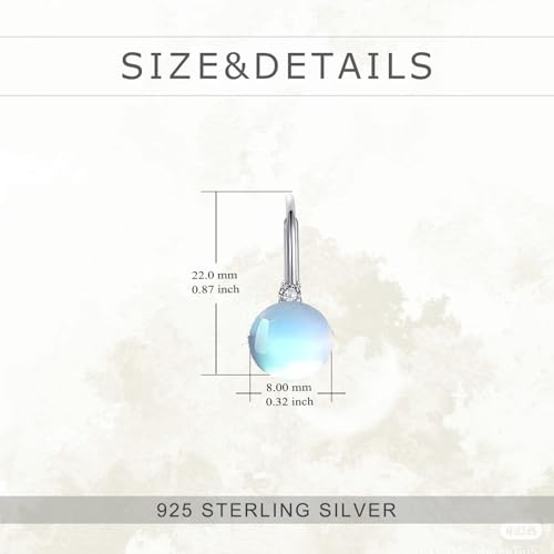 TIGER RIDER Pearl Earrings 925 Sterling Silver Leverback Hypoallergenic Drop Earring Jewelry for Women Birthday Gifts - style: Moonstone