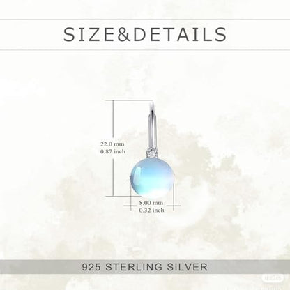TIGER RIDER Pearl Earrings 925 Sterling Silver Leverback Hypoallergenic Drop Earring Jewelry for Women Birthday Gifts - style: Moonstone