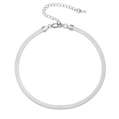 PROSTEEL 3mm/5mm Herringbone Choker Necklace for Women, 12.5"/15"/18", Stainless Steel/Sterling Silver Flat Snake Chain in Silver/Yellow Gold/Rose Gold/Black, Come with Box - color: 5mm-Stainless Steel, size: 18 Inch