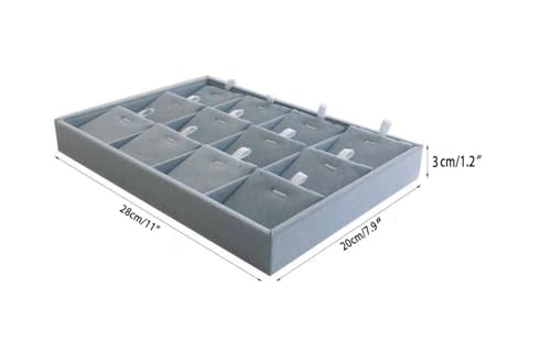 Premium Quality Grey Velvet Stackable Organizer Tray Pendant Necklace Jewelry Storage Store Home Drawer Closet Inserts Dividers with Removable Tabs - size: Pendants