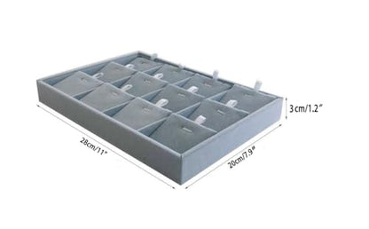 Premium Quality Grey Velvet Stackable Organizer Tray Pendant Necklace Jewelry Storage Store Home Drawer Closet Inserts Dividers with Removable Tabs - size: Pendants
