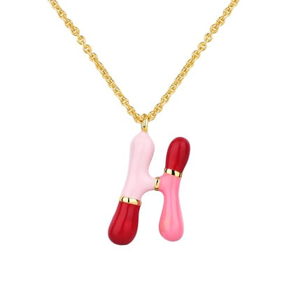Kainier Bubble Letter Initial Necklace for Women, Colorful Balloon Alphabet Name Pendant Dainty Cute 14K Gold Plated Necklaces Jewelry Gifts… - color: Colourful, style: H