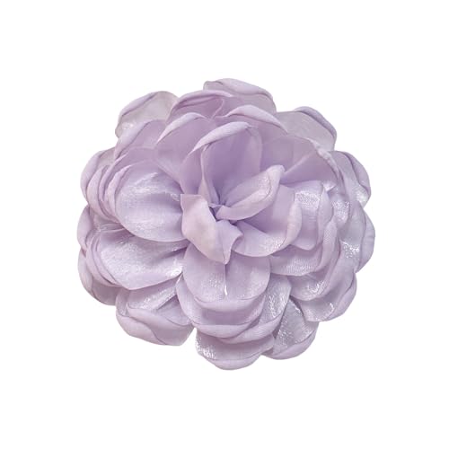 9cm Wedding Fabric Flower Brooch Pin Hair Clip for Women Men Elegant Big Camellia Rose Floral Brooches Lapel Pins Dainty Holiday Party Costume Dress Accessories Jewelry - color: Lilac