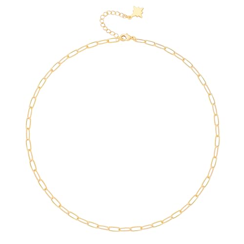 Aobei Pearl 18K Gold Plated Paperclip Chain Choker Satellite Chain Freshwater Cultured Biwa Pearl Pendant Necklace Dainty Turquoise Jewelry for Women - color: Oval Link Chain