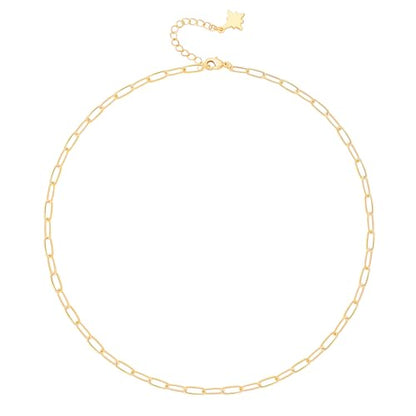 Aobei Pearl 18K Gold Plated Paperclip Chain Choker Satellite Chain Freshwater Cultured Biwa Pearl Pendant Necklace Dainty Turquoise Jewelry for Women - color: Oval Link Chain