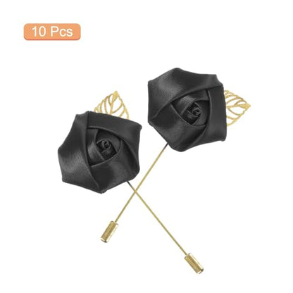 MECCANIXITY Groom Boutonnieres Rose Boutonnieres Pins for Wedding - color: Black
