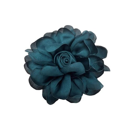 Dainty Fabric Rose Flower Large Brooch Lapel Pins Flower Brooches Pin Classic for Wedding Party Dance Banquet for Women Dress Suit Clothes Accessories Jewelry 100mm - color: Dark Green 2