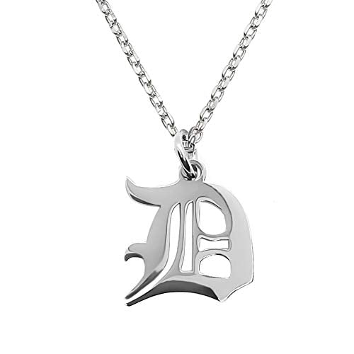 Old English Initial Alphabet Letter Necklace - style: D-Silver