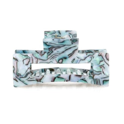 France Luxe Large Rectangle Cutout Hair Claw Clip, Strong Hold, South Sea | Secure Grip for Thick Hair, Roomier Fit for Thicker Hair, Handmade in France, Cellulose Acetate Shine, Everyday Hairstyles - color: South Sea
