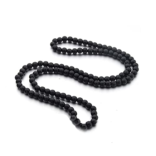 COLORFUL BLING 8MM Natural Wood Bead Necklace Africa Wooden Chain Statement Unisex Chunky Strand Necklaces Hip Hop Jewelry - color: black