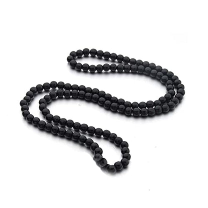 COLORFUL BLING 8MM Natural Wood Bead Necklace Africa Wooden Chain Statement Unisex Chunky Strand Necklaces Hip Hop Jewelry - color: black