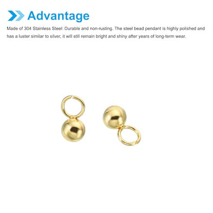 PATIKIL 50pcs Steel Bead Charm, Stainless Steel Ball Bracelet Charm Pendants Metal Round Beads Small Bulk for Jewelry Making - color: Gold Tone, size: 3mm