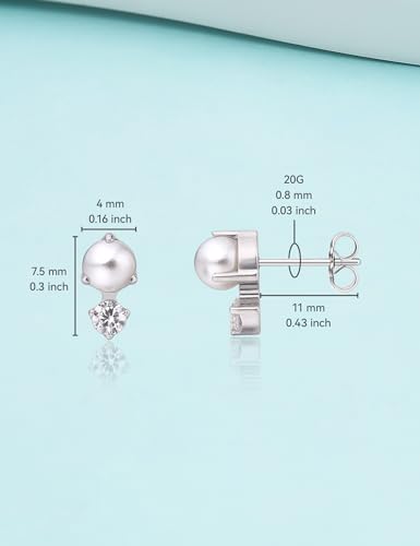 Limerencia G23 Pure Titanium Hypoallergenic Earrings | F136 Implant Grade Titanium Jewelry for Sensitive Ears - color: CZ + Pearl