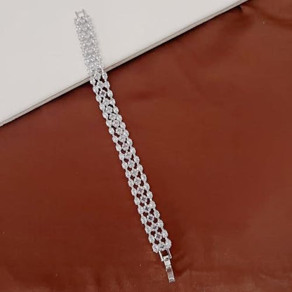 1PCS Bohemian Tennis Bracelet for Women, Golden Plated Copper Colorful Synthetic Zirconia, Elegant Jewelry for Anniversary - color: White