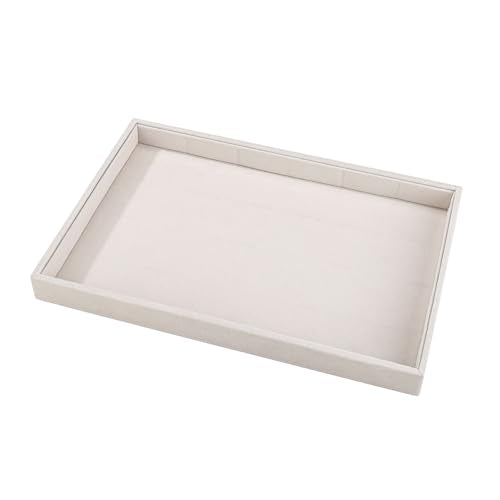 24 Grid Jewelry Tray Velvet Jewelry Display Tray with Removable Dividers | Jewelry Organizer Stackable Trays for Earrings Necklaces Bracelet Rings Display Showcase - Beige - color: Beige
