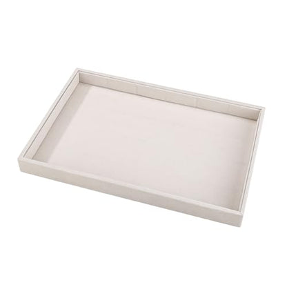 24 Grid Jewelry Tray Velvet Jewelry Display Tray with Removable Dividers | Jewelry Organizer Stackable Trays for Earrings Necklaces Bracelet Rings Display Showcase - Beige - color: Beige