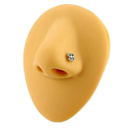 2Pcs 20G CZ Four Leaf Clover Nose Studs Rings for Women Gold Silver L-Shaped Surgical Steel Nose Stud Ring ST Patricks Day Nose Nostril Piercing Jewelry - color: Gold