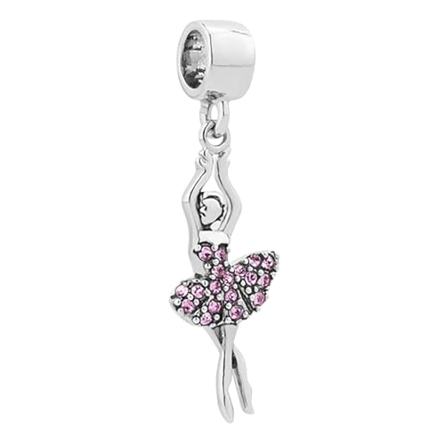 Birthstones Ballet Dancer Dangle Charm fits Pandora Charms Bracelets Gift for Daughter Granddaughter Women Sister Birthday - style: Feb Birthstones