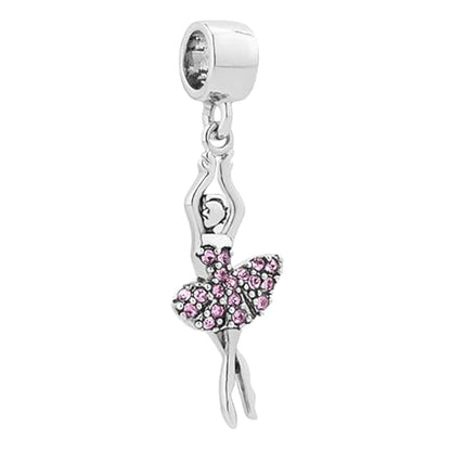 Birthstones Ballet Dancer Dangle Charm fits Pandora Charms Bracelets Gift for Daughter Granddaughter Women Sister Birthday - style: Feb Birthstones