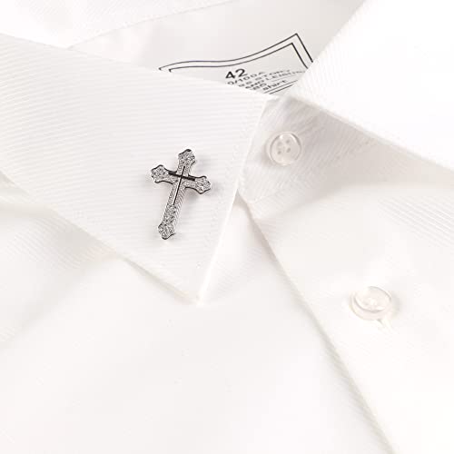 Men's Tie Pins Lapel Pins Brooches Suit Accessories - color: 1pcs cross silver