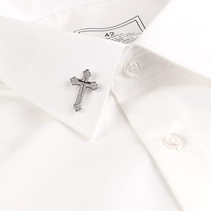 Men's Tie Pins Lapel Pins Brooches Suit Accessories - color: 1pcs cross silver