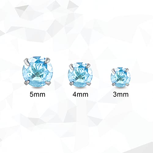 12 Pairs 18K Gold Plated Surgical Stainless Steel Stud Earrings, Star Heart Square Stud Earring for Women, Cubic Zirconia Birthstone Stud Earrings Set - color: Silver round 4mm