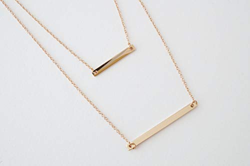 Honeycat Double Layered Bar Necklace in Gold, Rose Gold, and Silver | Minimalist, Delicate Jewelry - color: Rose Gold