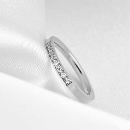 2mm 5mm Tainless Steel Cubic Zirconia Wedding Band Rings For Women,Stackable No Tarnish Fashion Cross Rings Size 4-10 - color: 2mm-Silver