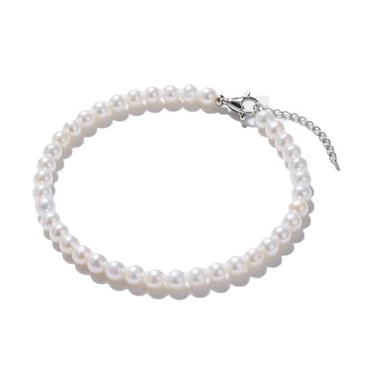 Pearl Necklace Dainty Round Choker Wedding Delicate Jewelry for Women Simple Bridesmaid Jewelry Gifts - style: 8mm(3.15in) Silver Pearl