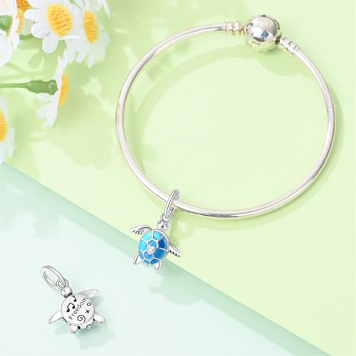 Birthday Fashion Heart Dangle Charm for Bracelets and Necklace Pendant Bead Charms Jewelry Present for Women Family Friends - style: Blue Sea Turtle