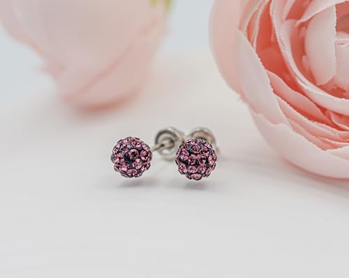 Cherished Moments .925 Sterling Silver Simulated Birthstone Pave Ball Screw-Back Earrings for Little Girls and Kids - color: 02-February