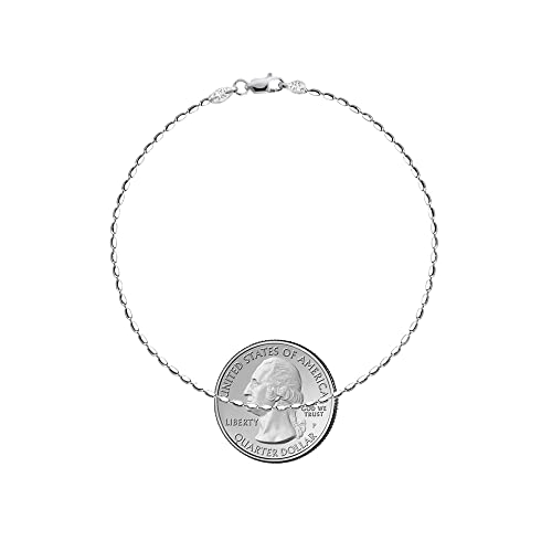 Savlano 925 Sterling Silver Oval Rice Bead Strand Chain Anklet For Women - Made in Italy Comes With a Gift Box - style: 1.8MM