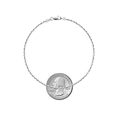 Savlano 925 Sterling Silver Oval Rice Bead Strand Chain Anklet For Women - Made in Italy Comes With a Gift Box - style: 1.8MM