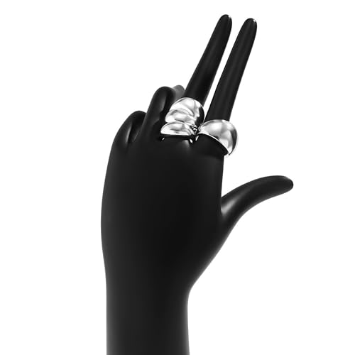 Roe Dolph Chunky Gold Rings for Women Stackable Statement Ring Set | Mixed sculptural shapes and polished surfaces create bold stacking combinations for parties dinners and everyday outfits - color: A8