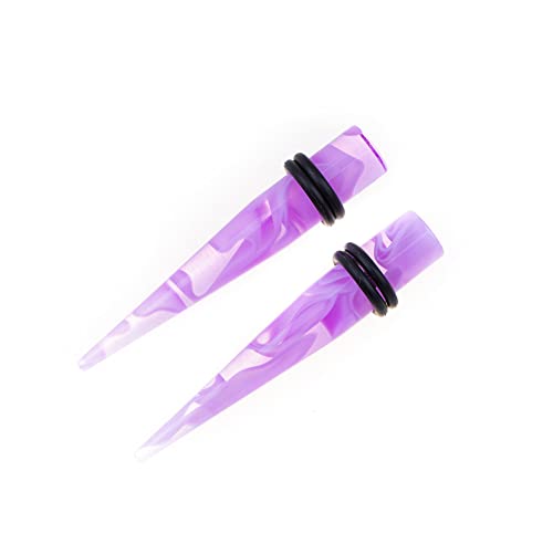 50 PCS Ear Stretching Kit 14Gauges-00Gauges Earring Marble Acrylic Taper Piercing Jewlery Sets - color: Purple