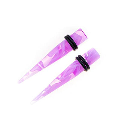 50 PCS Ear Stretching Kit 14Gauges-00Gauges Earring Marble Acrylic Taper Piercing Jewlery Sets - color: Purple